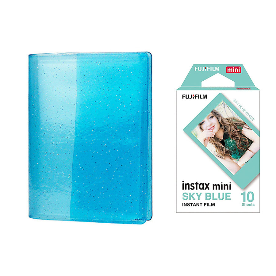 Fujifilm Instax Mini 10X1 sky blue Instant Film with 64-Sheets Album For Mini Film 3 inch Sky blue