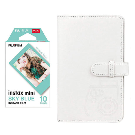 Fujifilm Instax Mini 10X1 sky blue Instant Film with 96-sheet Album for mini film Ice white