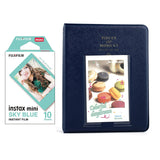 Fujifilm Instax Mini 10X1 sky blue Instant Film with Instax Time Photo Album 64 Sheets Navy blue