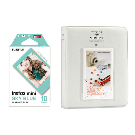 Fujifilm Instax Mini 10X1 sky blue Instant Film with Instax Time Photo Album 64 Sheets Ice white