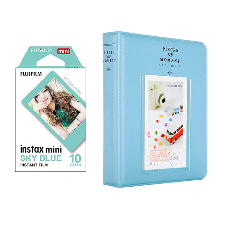 Fujifilm Instax Mini 10X1 sky blue Instant Film with Instax Time Photo Album 64 Sheets Sky blue