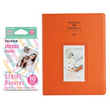 Fujifilm Instax Mini 10X1 stripe Instant Film With 128-sheet Album for mini film orange