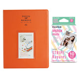 Fujifilm Instax Mini 10X1 stripe Instant Film With 128-sheet Album for mini film orange