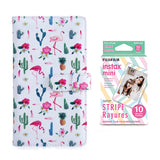 Fujifilm Instax Mini 10X1 stripe Instant Film with 96-sheet Album for mini film Flamingo catus