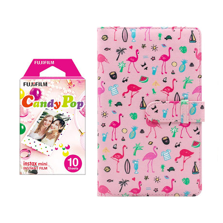 Fujifilm Instax Mini 10X1 candy pop Instant Film with 96-sheet Album for mini film Flamingo watermelon