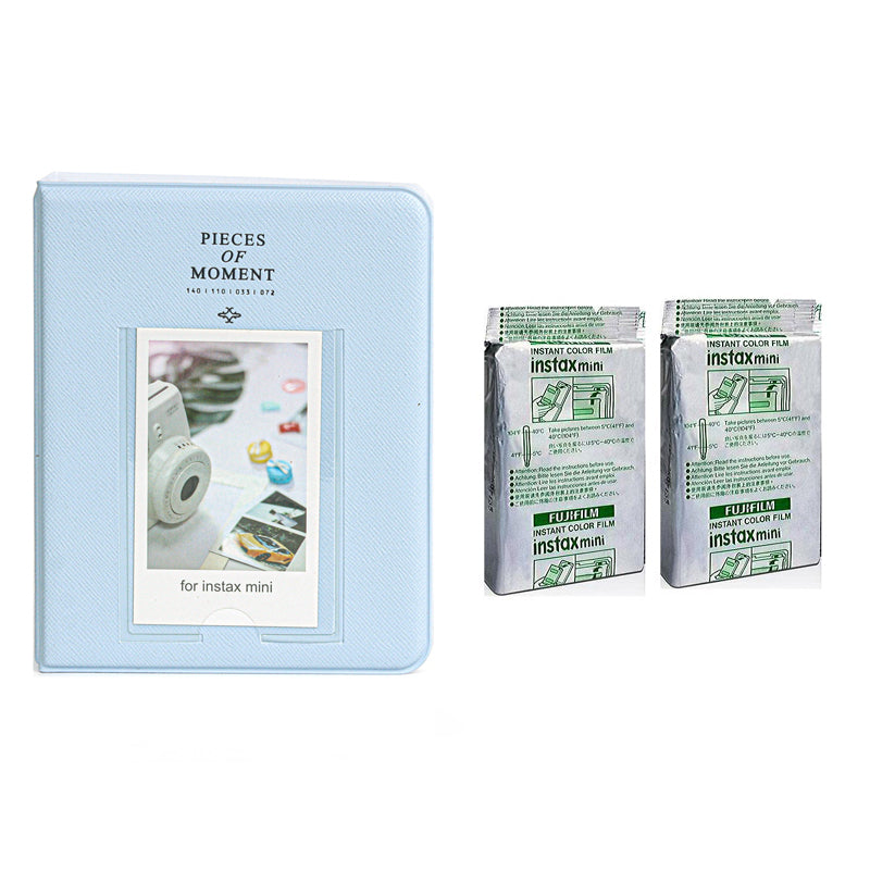 Fujifilm Instax Mini 10X2 Instant Film With 64-Sheets Album For Mini Film (3 inch) Pastel Blue