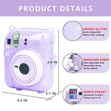 Zikkon Instax Mini 12 Protective Glitter Case Photo Storage Pocket (Lilac Purple)