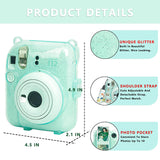 Zikkon Instax Mini 12 Protective Glitter Case Photo Storage Pocket (Mint Green)