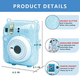 Zikkon Instax Mini 12 Protective Glitter Case Photo Storage Pocket  (Pastel Blue)