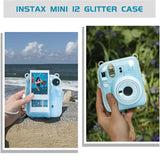 Zikkon Instax Mini 12 Protective Glitter Case Photo Storage Pocket (Pastel Blue)