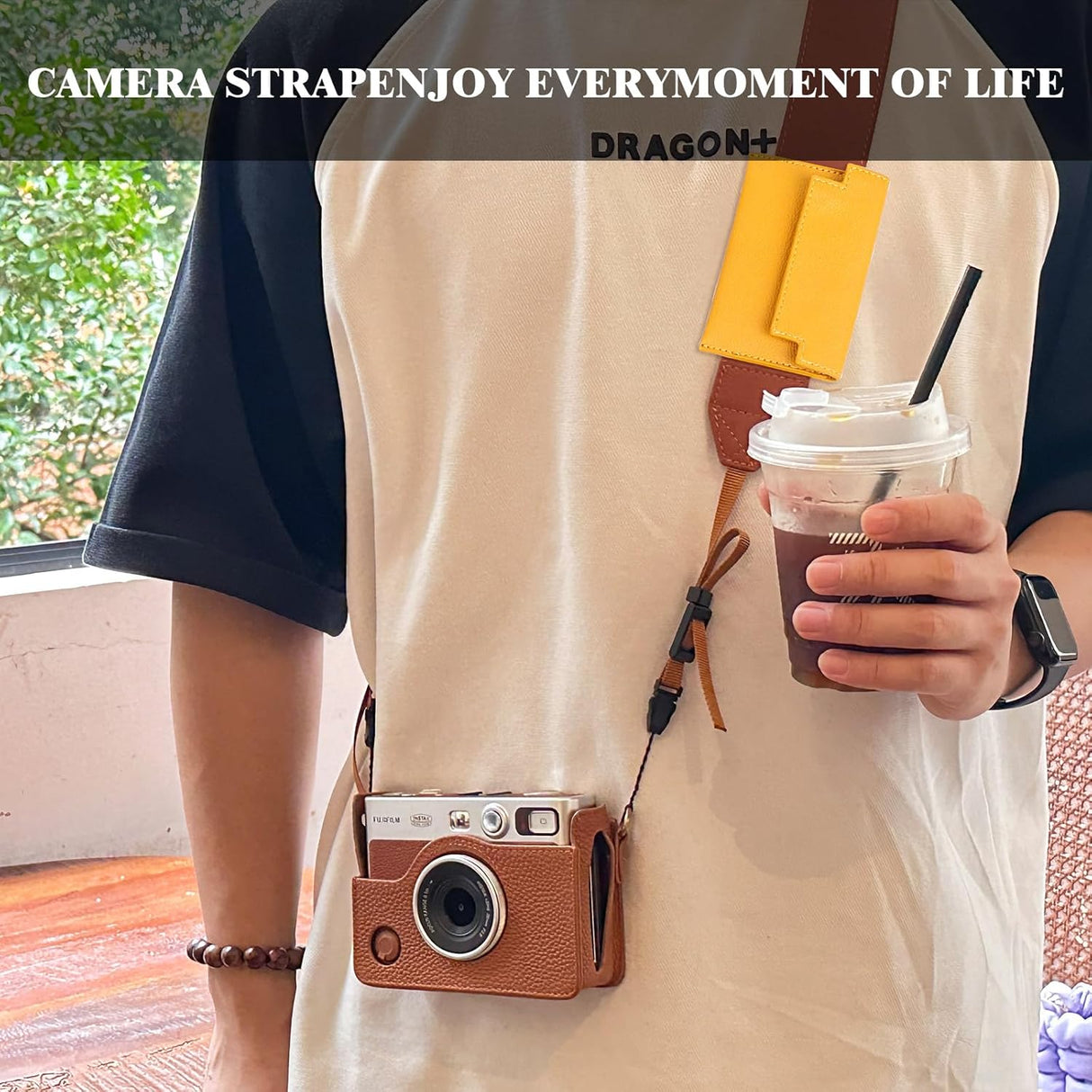 Zikkon Camera Shoulder Strap for fujifilm Instax Mini Evo 99 Film Instant Digital Camera Case (Brown)