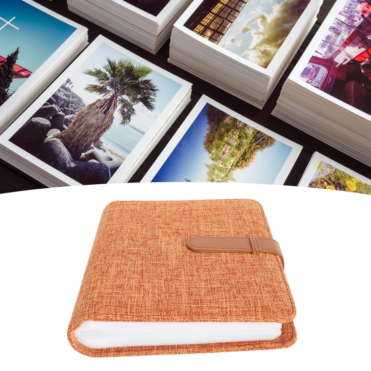 Zikkon Compatible 288 Sheet Cotton and linen photo album for Fujifilm Instax Mini Film (Orange)
