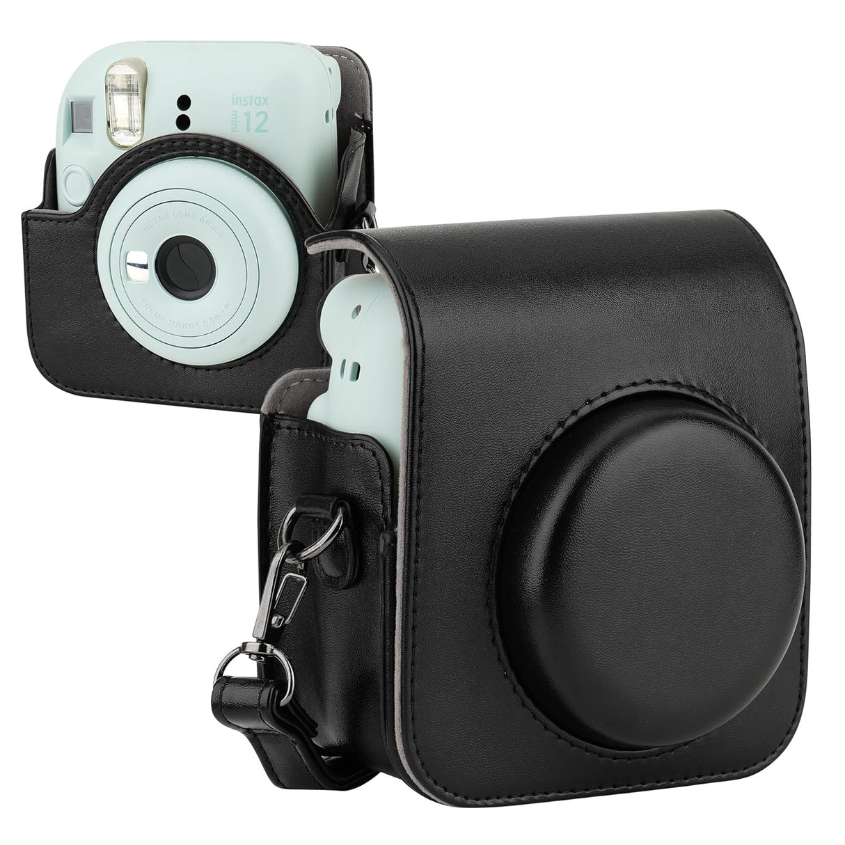 Zikkon Instax Mini 12 Protective Camera Case PU Leather Carrying Bag (Black )