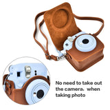 Zikkon Instax Mini 12 Protective Camera Case PU Leather Carrying Bag Brown