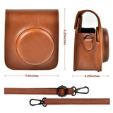 Zikkon Instax Mini 12 Protective Camera Case PU Leather Carrying Bag Brown