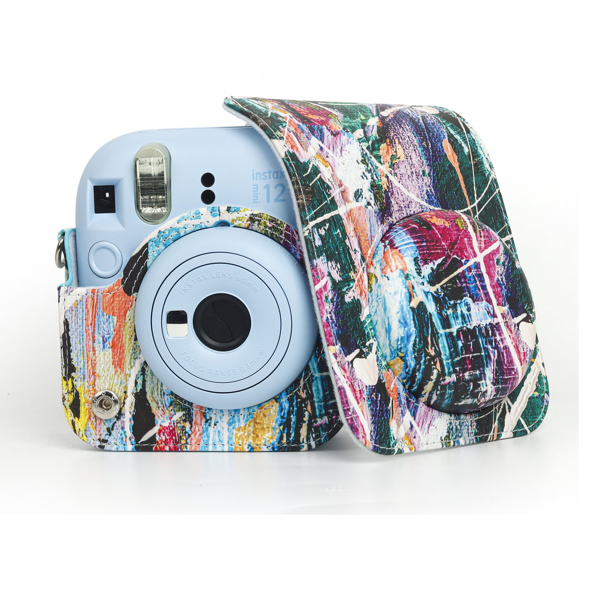 Zikkon Instax Mini 12 Protective Camera Case PU Leather Carrying Bag Colorful graffiti