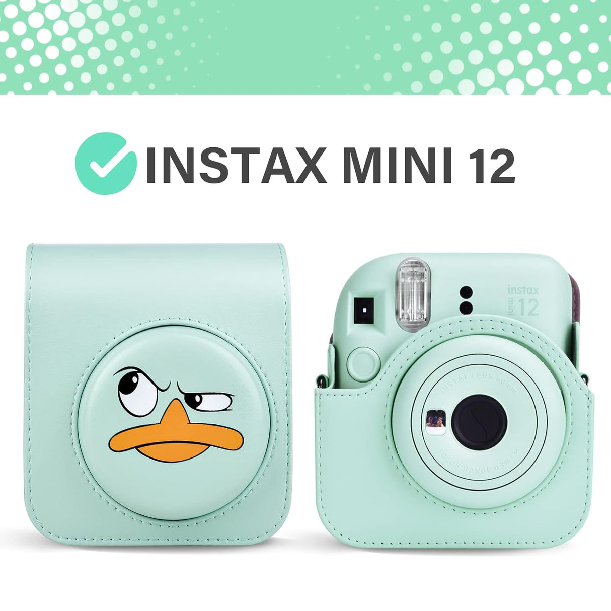 Zikkon Instax Mini 12 Protective Camera Case PU Leather Carrying Bag (Ducking Anger)