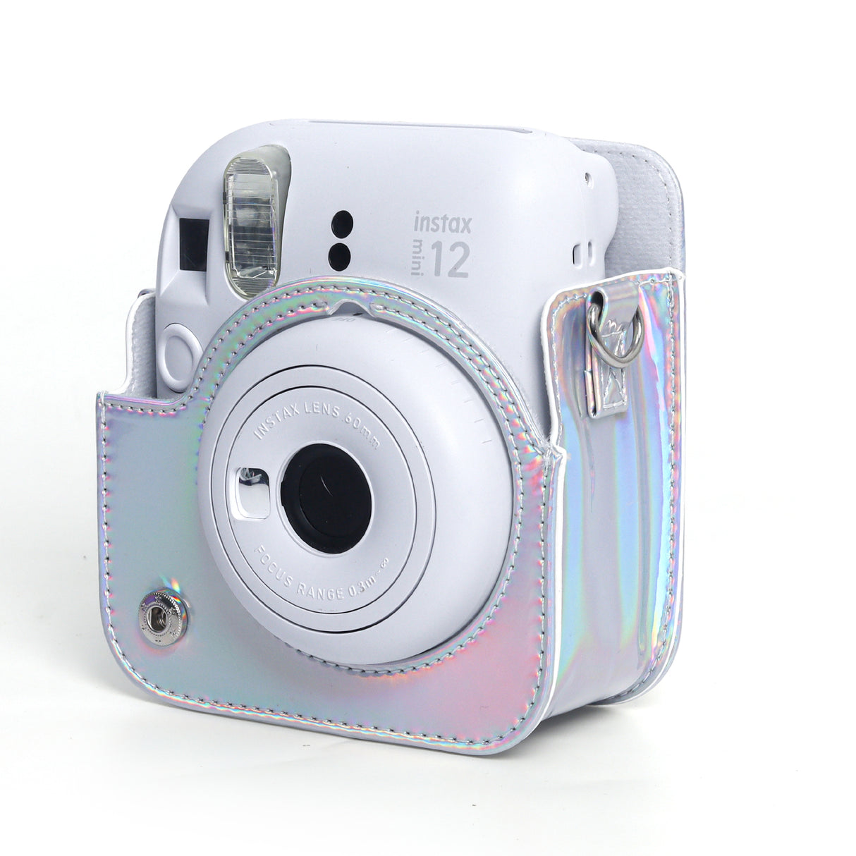 Zikkon Instax Mini 12 Protective Camera Case PU Leather Carrying Bag Holographic silver