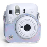 Zikkon Instax Mini 12 Protective Camera Case PU Leather Carrying Bag Holographic silver