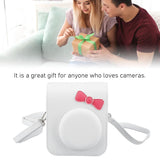 Zikkon Instax Mini 12 Protective Camera Case PU Leather Carrying Bag White bowknot