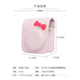 Zikkon Instax Mini 12 Protective Camera Case PU Leather Carrying Bag Pink bowknot