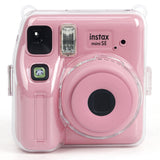 Zikkon Instax Mini SE Crystal Case Photo Storage Pocket with Shoulder Straps + Stickers set (Pink)
