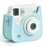 Zikkon Instax Mini SE Protective Camera Case PU Leather Carrying Bag (Blue)