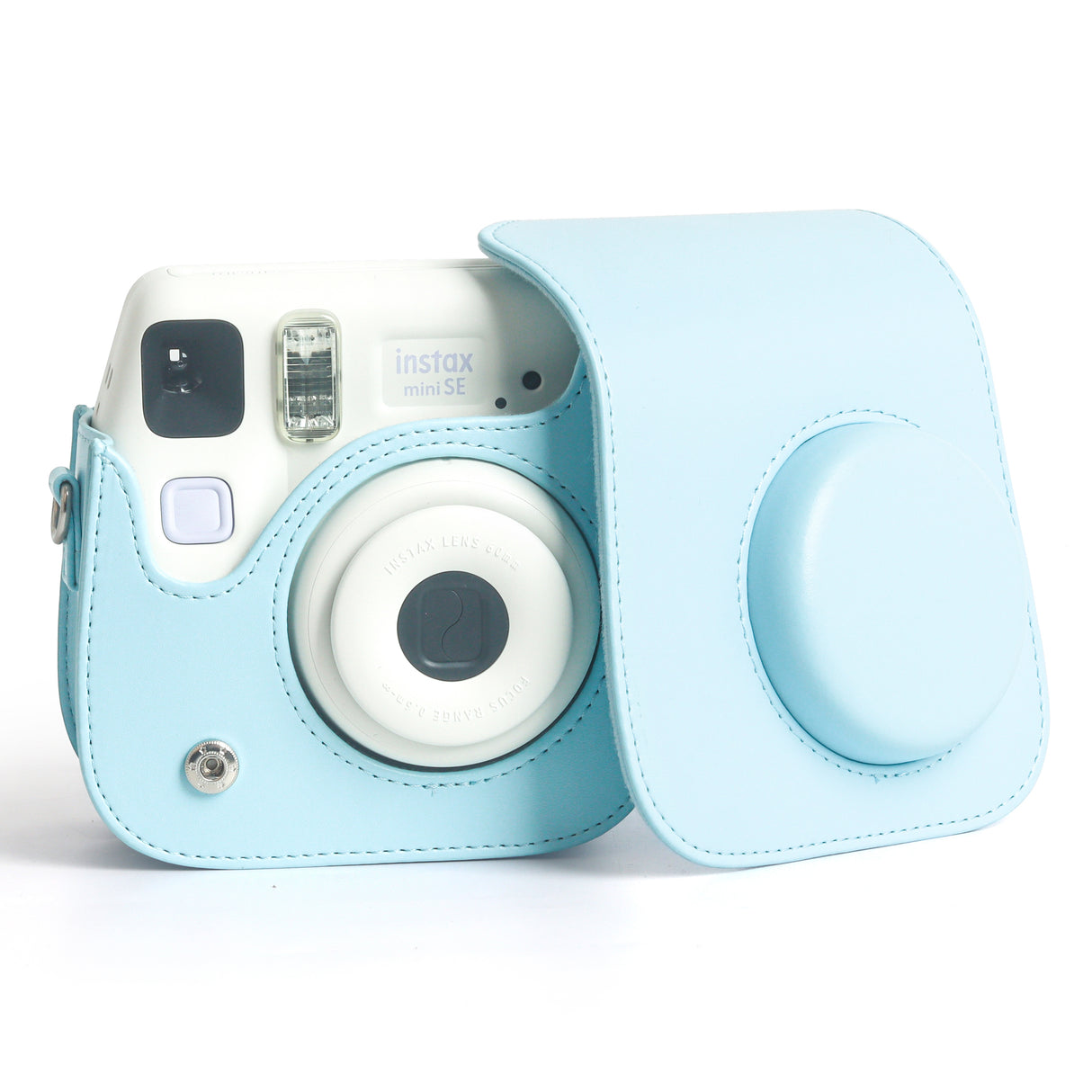 Zikkon Instax Mini SE Protective Camera Case PU Leather Carrying Bag (Blue)