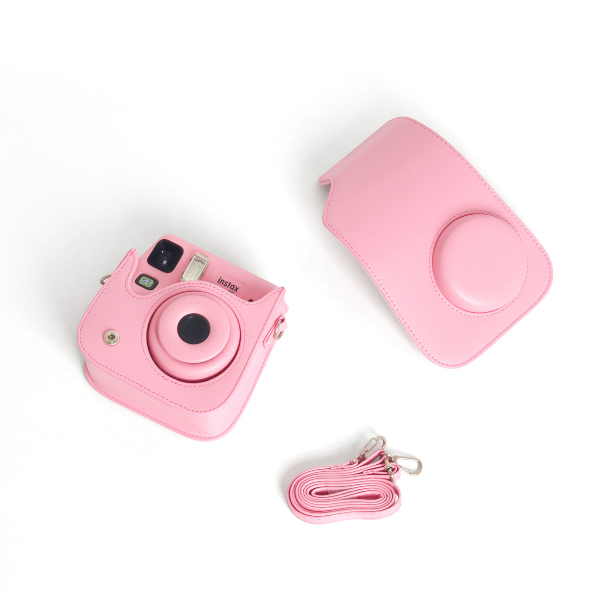 Zikkon Instax Mini SE Protective Camera Case PU Leather Carrying Bag (Pink)