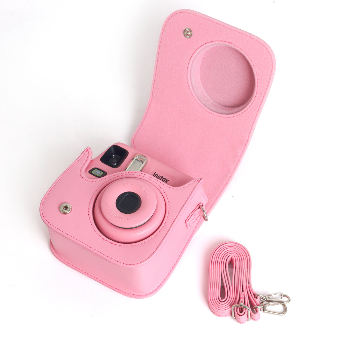 Zikkon Instax Mini SE Protective Camera Case PU Leather Carrying Bag (Pink)