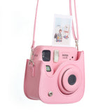 Zikkon Instax Mini SE Protective Camera Case PU Leather Carrying Bag (Pink)