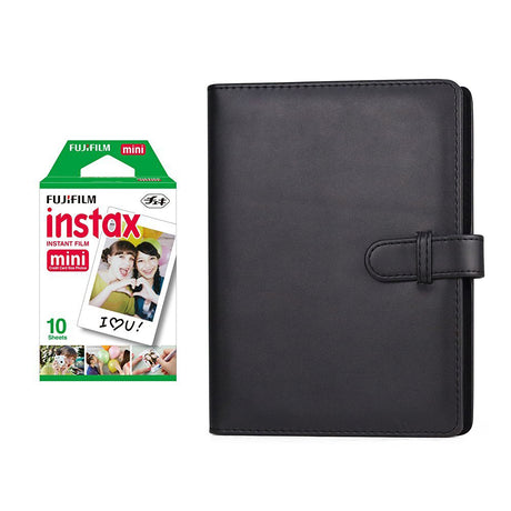 Fujifilm Instax Mini 10X1 Instant Film With Compatible 128 Pockets Mini Photo Album Charcoal gray