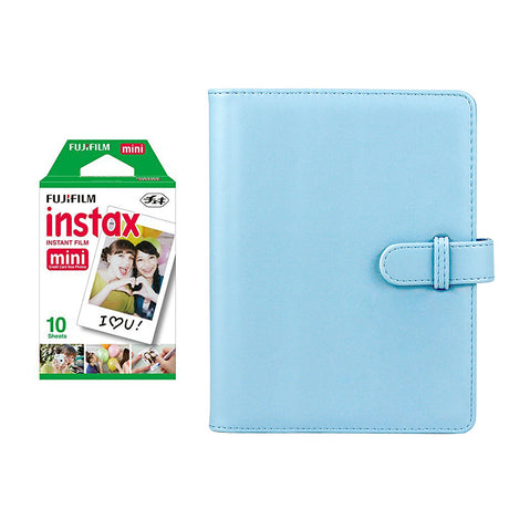 Fujifilm Instax Mini 10X1 Instant Film With Compatible 128 Pockets Mini Photo Album Sky blue