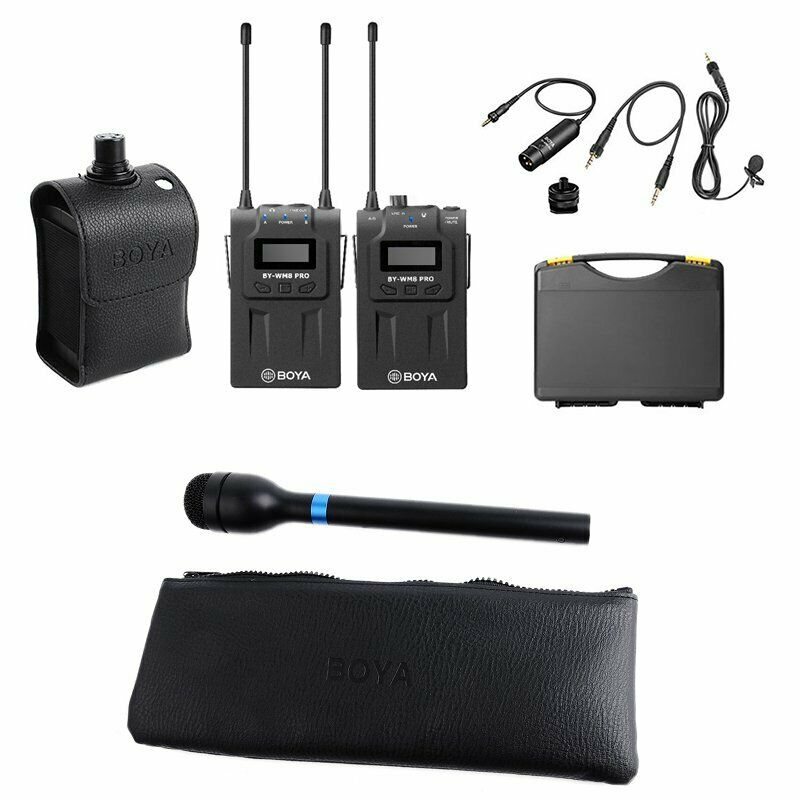 3 in 1 BOYA WM8 Pro-K1+BY-WXLR8+BY-HM100 Kit Interviews Wireless Microphone
