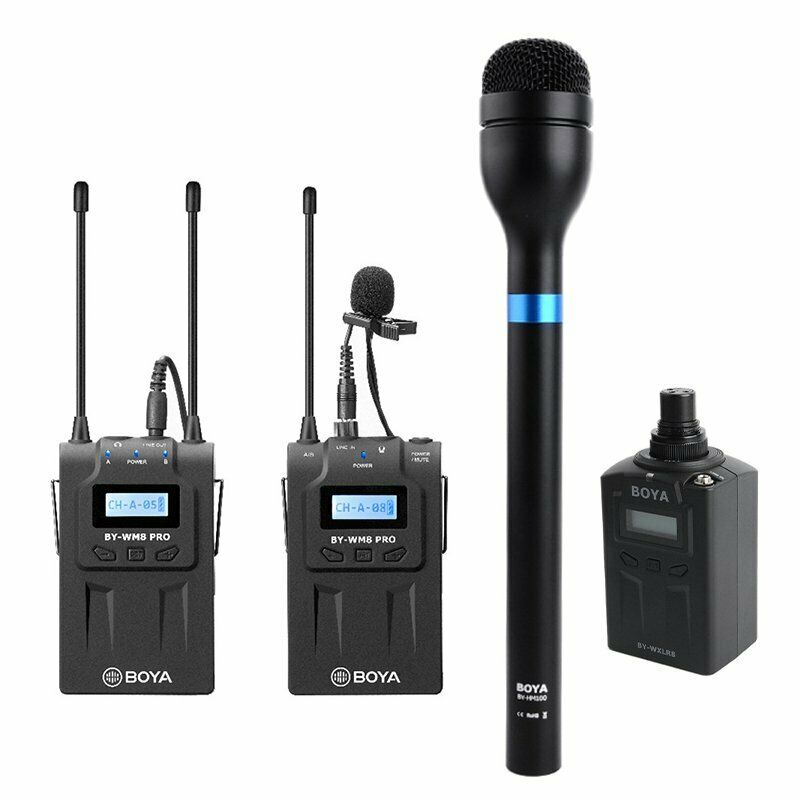 3 in 1 BOYA WM8 Pro-K1+BY-WXLR8+BY-HM100 Kit Interviews Wireless Microphone