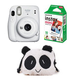 FUJIFILM INSTAX Mini 11 Instant Film Camera with 10X1 Pack of Instant Film With Panda Pouch (Ice White)