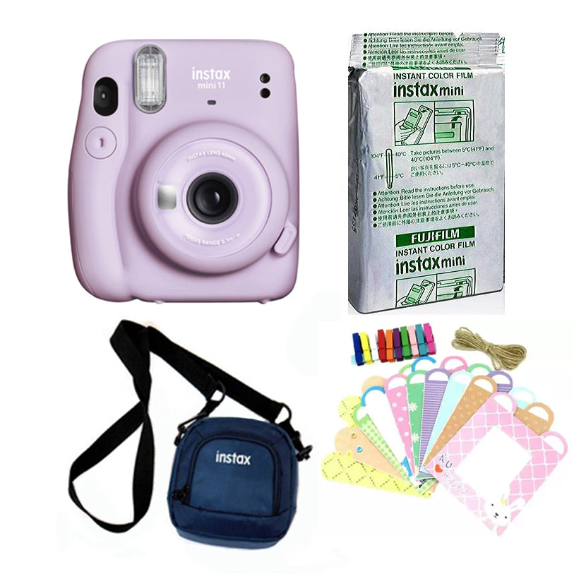 FUJIFILM INSTAX Mini 11 Instant Camera with 10 sheets film roll + camera case + bunting2, kit. (Lilac Purple)