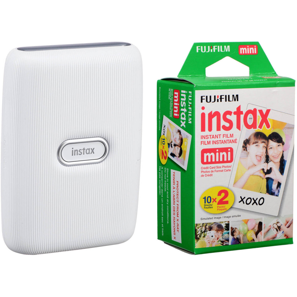FUJIFILM INSTAX Mini Link Smartphone Printer (Ash White) with Instant Film (20 Color Exposures)