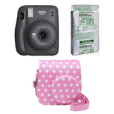 FUJIFILM INSTAX Mini 11 Instant Film Camera with 10X1 Pack of Instant Film With Dot Pink Pouch (Charcoal Gray)