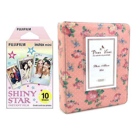 Fujifilm Instax Mini 10X1 shiny star Instant Film with Instax Time Photo Album 64 Sheets (Beautiful flower)