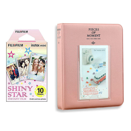 Fujifilm Instax Mini 10X1 shiny star Instant Film with Instax Time Photo Album 64 Sheets Blush pink