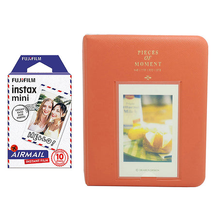 Fujifilm Instax Mini 10X1 airmail Instant Film with Instax Time Photo Album 64 Sheets Orange