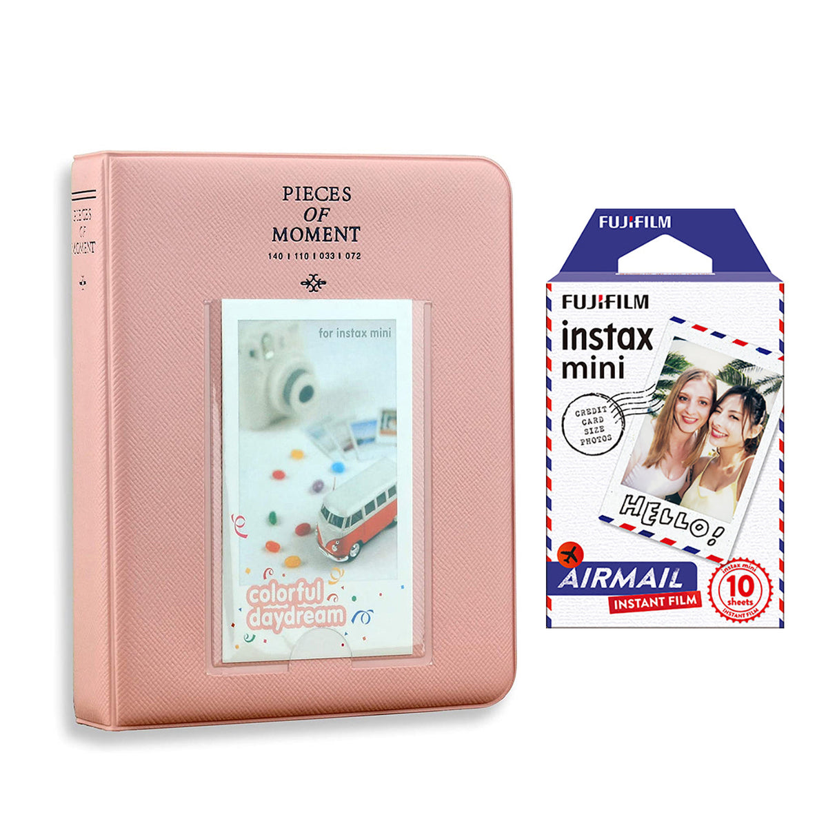 Fujifilm Instax Mini 10X1 airmail Instant Film with Instax Time Photo Album 64 Sheets Blush pink