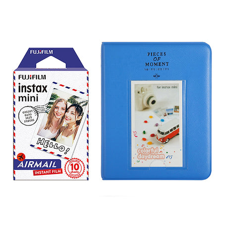 Fujifilm Instax Mini 10X1 airmail Instant Film with Instax Time Photo Album 64 Sheets Cobalt blue