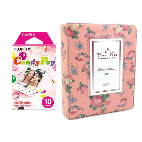 Fujifilm Instax Mini 10X1 candy pop Instant Film with Instax Time Photo Album 64 Sheets (Beautiful flower)