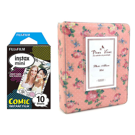 Fujifilm Instax Mini 10X1 comic Instant Film with Instax Time Photo Album 64 Sheets (Beautiful flower)