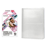 Fujifilm Instax Mini 10X1 confetti Instant Film with 64-Sheets Album For Mini Film 3 inch