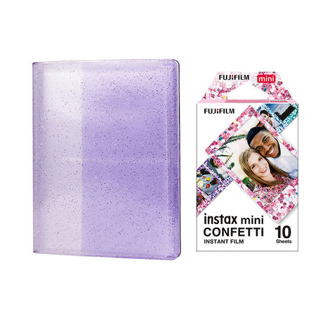 Fujifilm Instax Mini 10X1 confetti Instant Film with 64-Sheets Album For Mini Film 3 inch