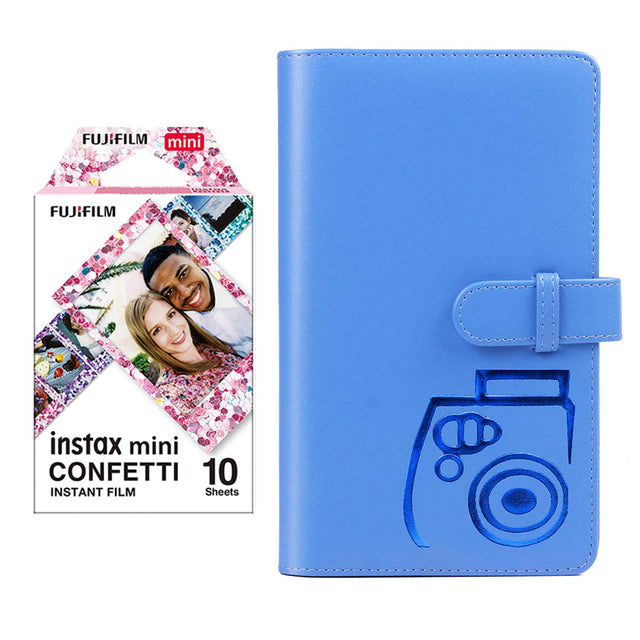 Fujifilm Instax Mini 10X1 confetti Instant Film with 96-sheet Album for mini film Cobalt blue