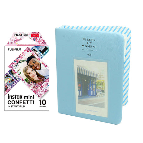 Fujifilm Instax Mini 10X1 confetti Instant Film with Instax Time Photo Album 64 Sheets